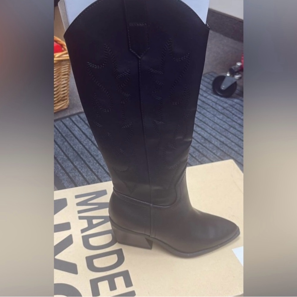 Black Western Knee-High Boots